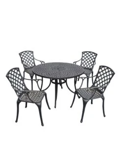 Crosley Sedona Five-Piece Outdoor Dining Set With High Back Armchairs 5 Crosley Sedona Five-Piece Outdoor Dining Set With High Back Armchairs -Outdoor Zone 8599666 01v crosley sedona five piece outdoor dining set with high back arm chairs 48 inch black