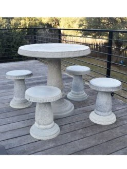 Round Patio Garden Table -Outdoor Zone 8610576 01v exaco trading round patio table set with 4 stools 1