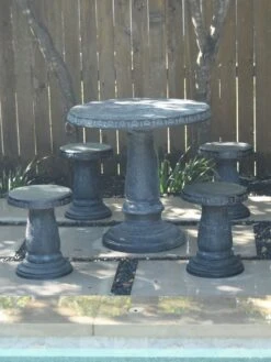 Round Patio Garden Table -Outdoor Zone 8610576 12v exaco trading endura clay stools set of 4 2