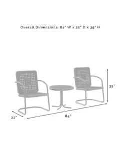 Crosley Bates 3-piece Outdoor Dining Chair Set -Outdoor Zone 8611583 08v