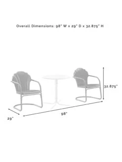 Crosley Tulip 3-piece Outdoor Bistro Set -Outdoor Zone 8611591 09v