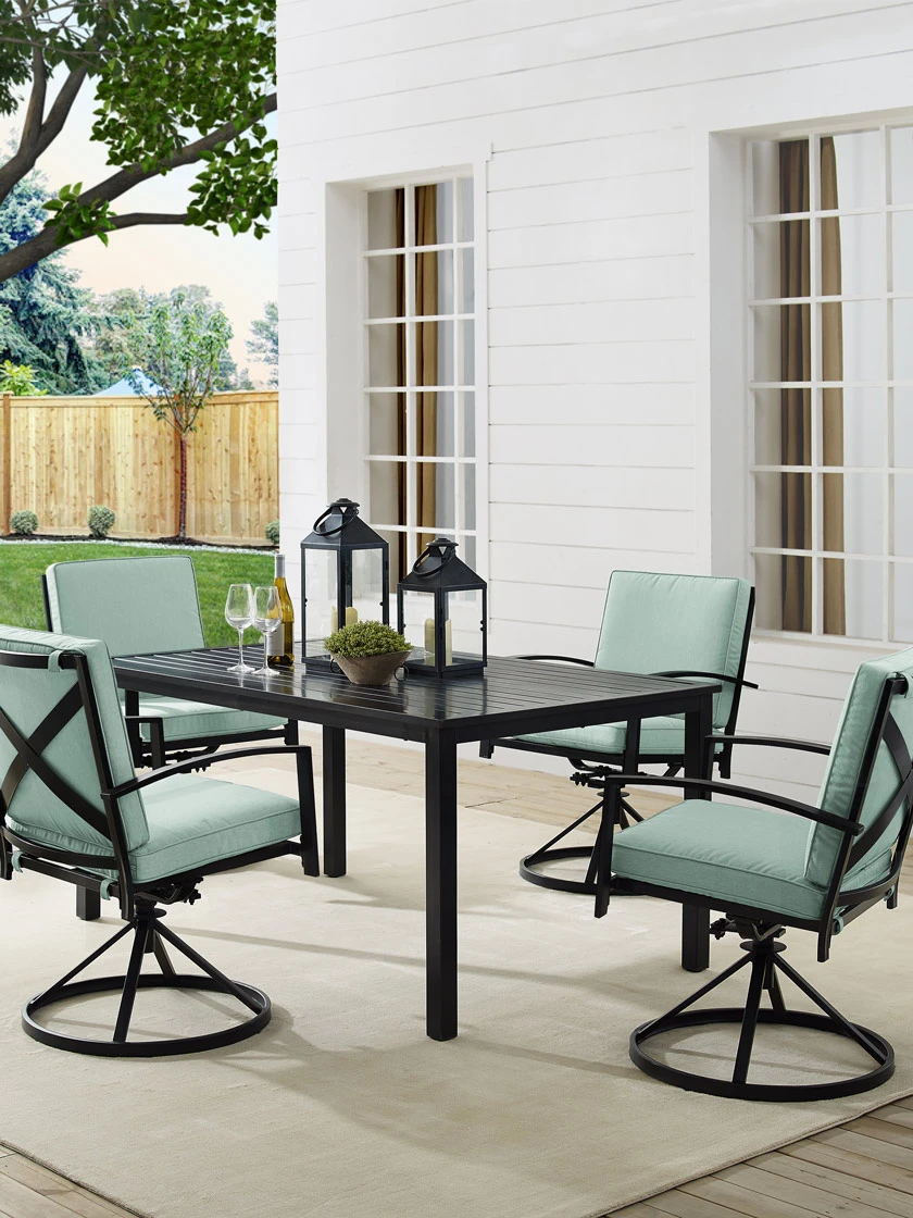 Crosley Kaplan 5Pc Outdoor Dining Set With Swivel Chairs 1 Crosley Kaplan 5Pc Outdoor Dining Set With Swivel Chairs