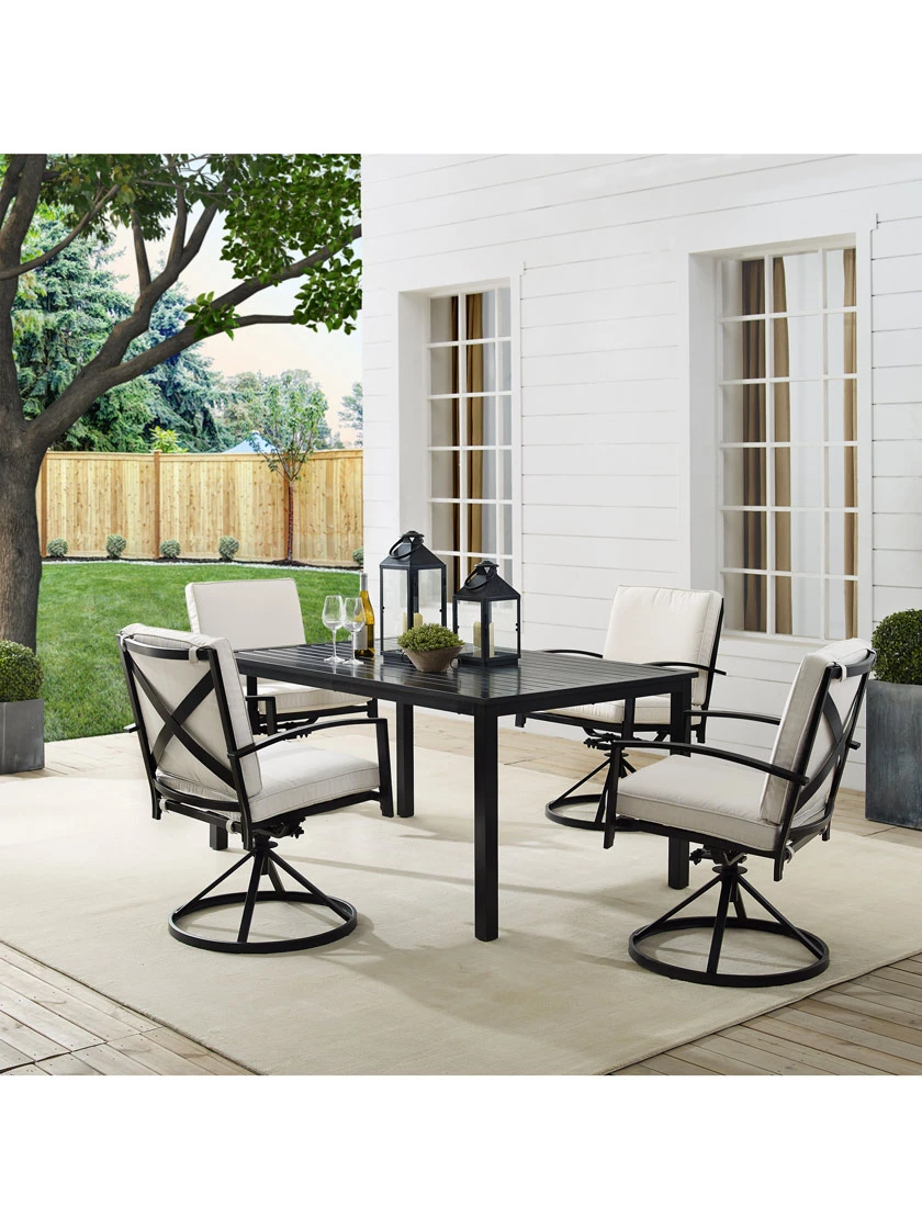 Crosley Kaplan 5Pc Outdoor Dining Set With Swivel Chairs 2 Crosley Kaplan 5Pc Outdoor Dining Set With Swivel Chairs - Image 2